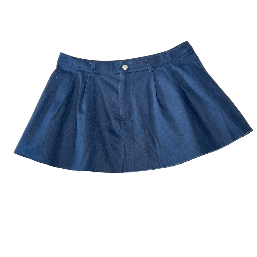 NWT 100% Cotton Navy Blue Mini Skirt Utility Uniform Style Musera Size L
